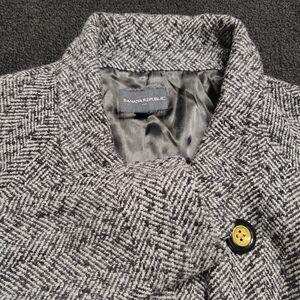 Banana Republic Factory Black Gray Herringbone Tweed Jacket Blazer Women's Large